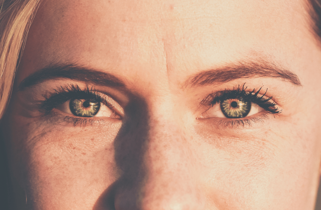 A close up image of a womans eyes