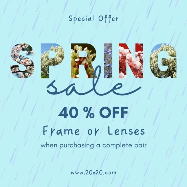 April showers bring May flowers....and deals! 🌧🌷

Come see us between May 2nd and May 7th for our annual Spring sale! 

Get 40% off of your frame or lenses when you purchase a complete pair of glasses! 

#yegoptometry #yegoptometrist
#totalfocusgateway #springsale #eyewear
